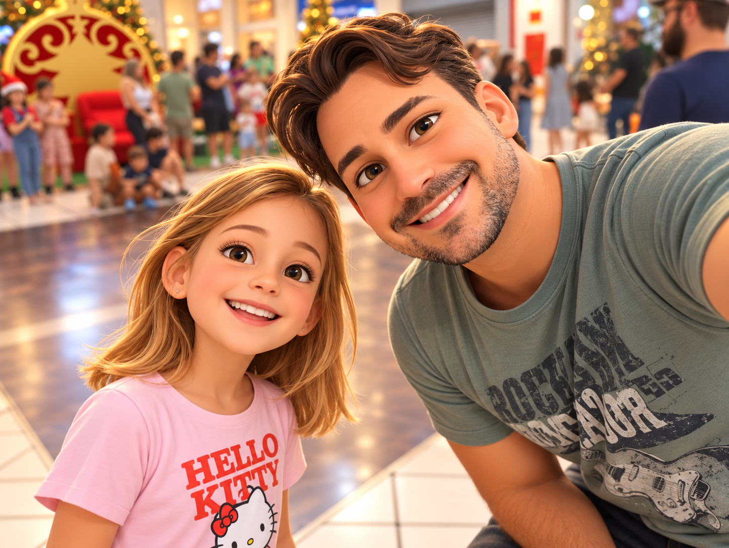 Exemplo de retrato personalizado de pai e filha