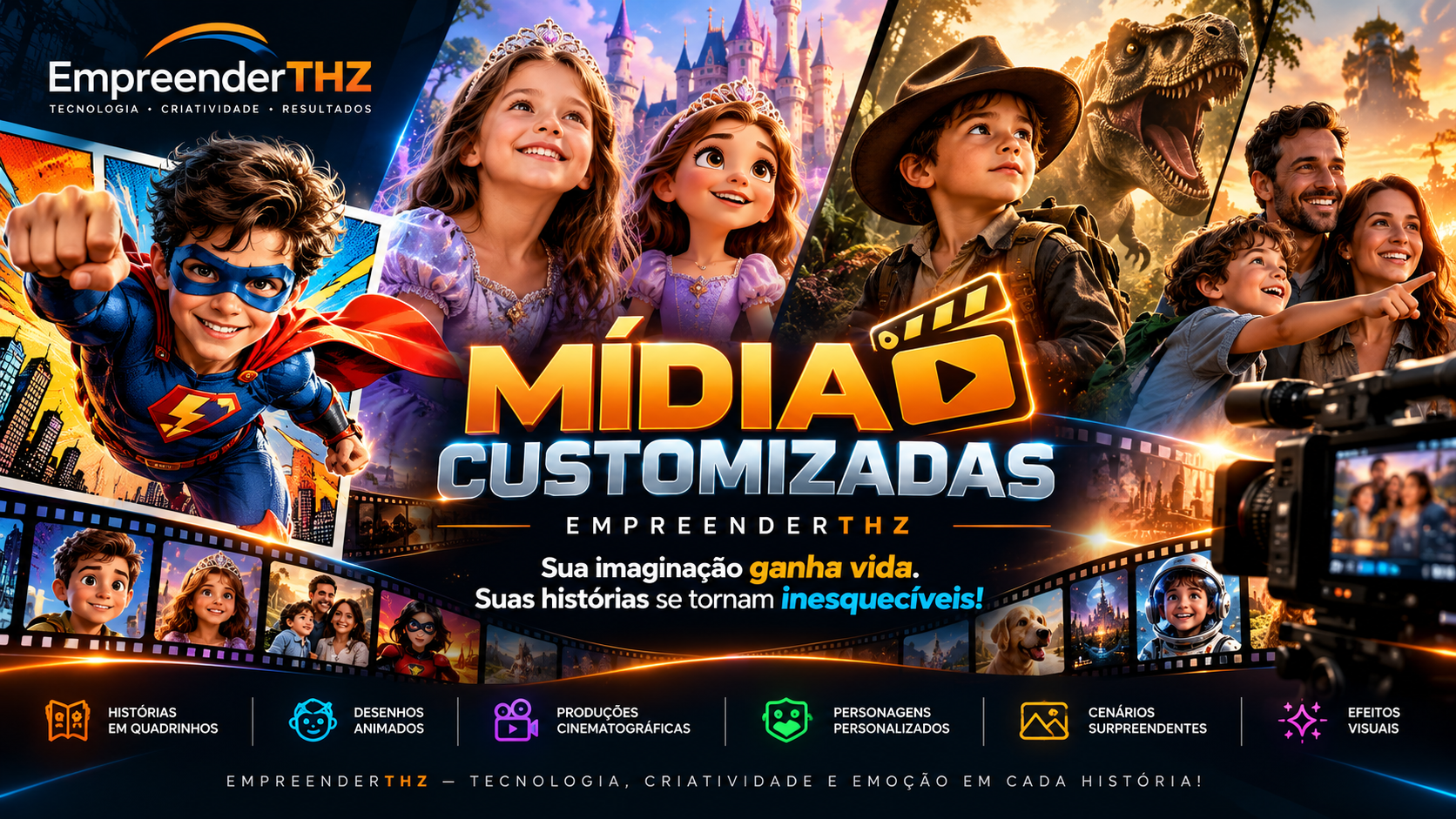 Mídias Customizadas EmpreenderTHZ: histórias, animações, cinema e personagens personalizados