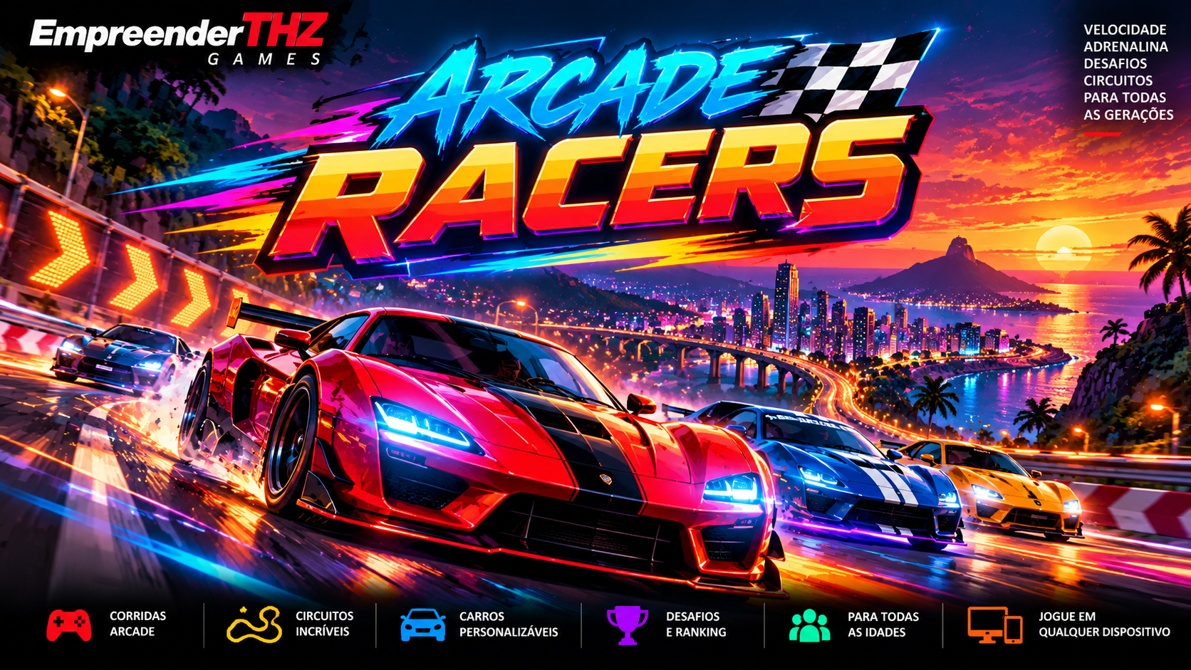 Arte de apresentação do jogo Arcade Racers