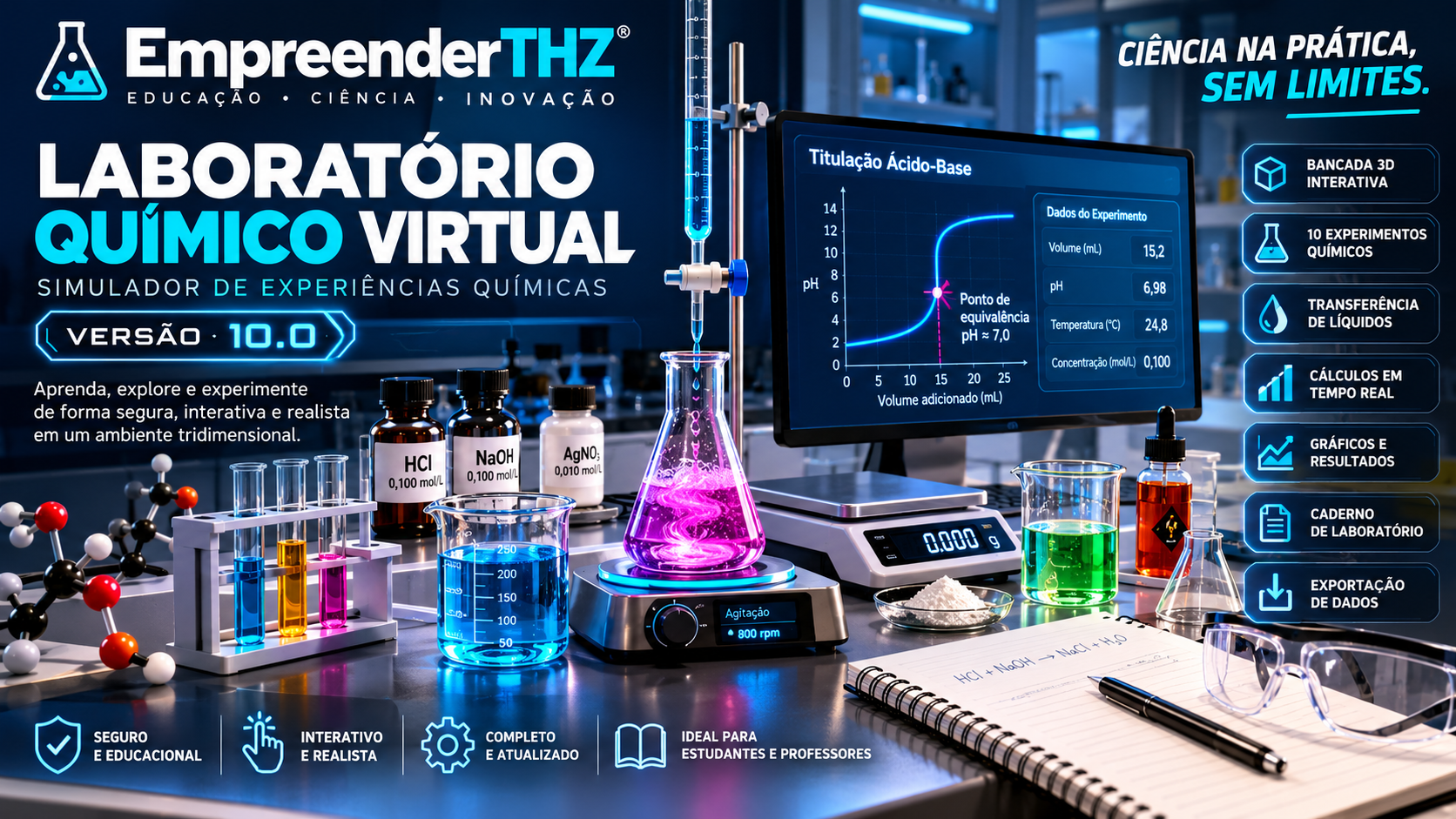 Capa oficial do Laboratório Químico Virtual 10.0